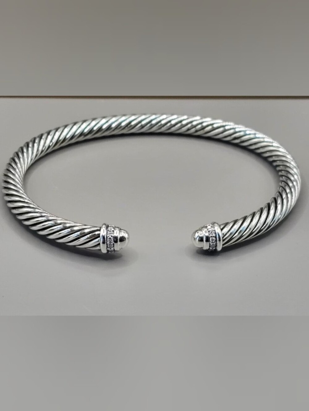 David Yurman 5mm Cable With Diamonds Bracelet With Silver Dome